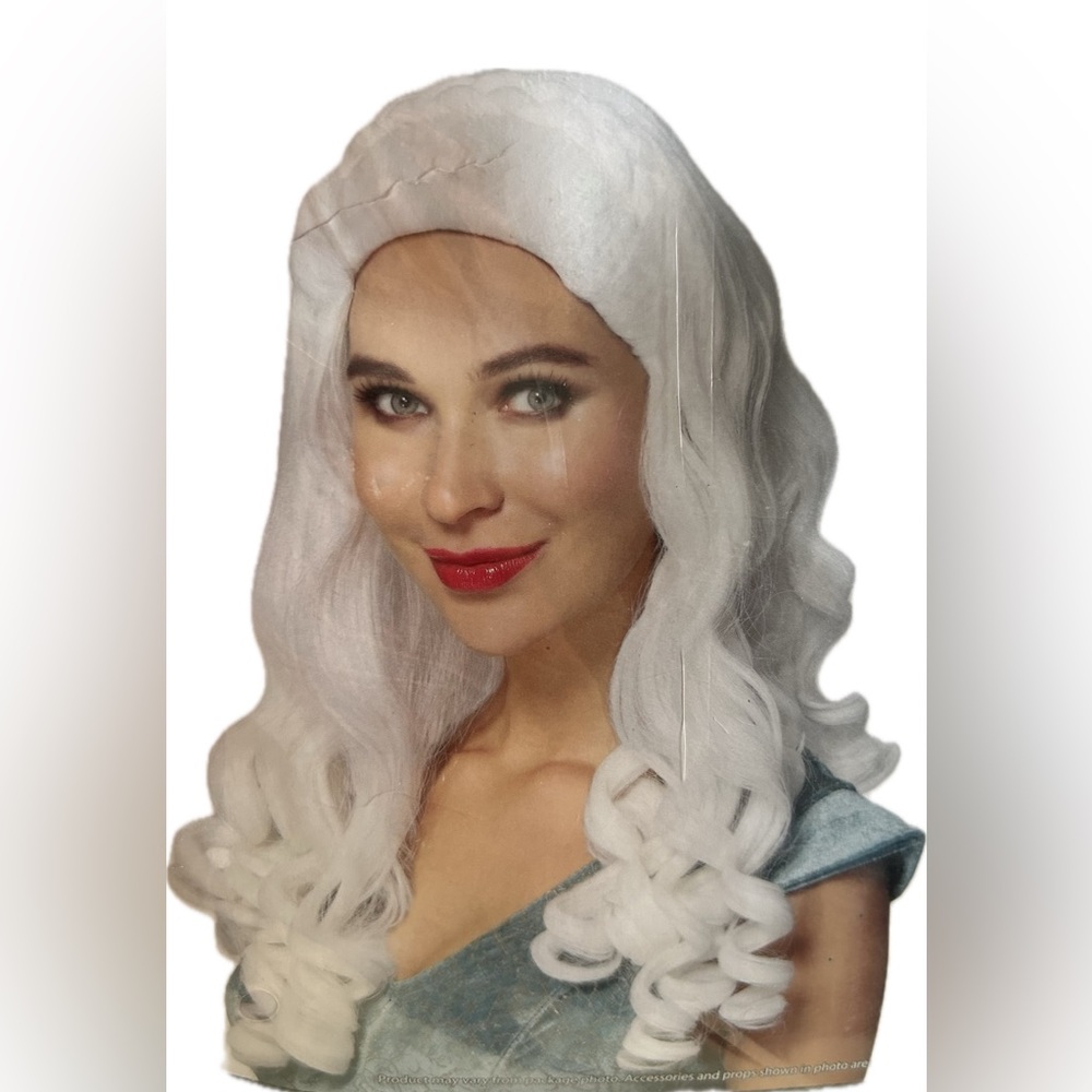 Halloween Mullet Costume Wig Adult 14+ Blond White Long w/ Curls Hair